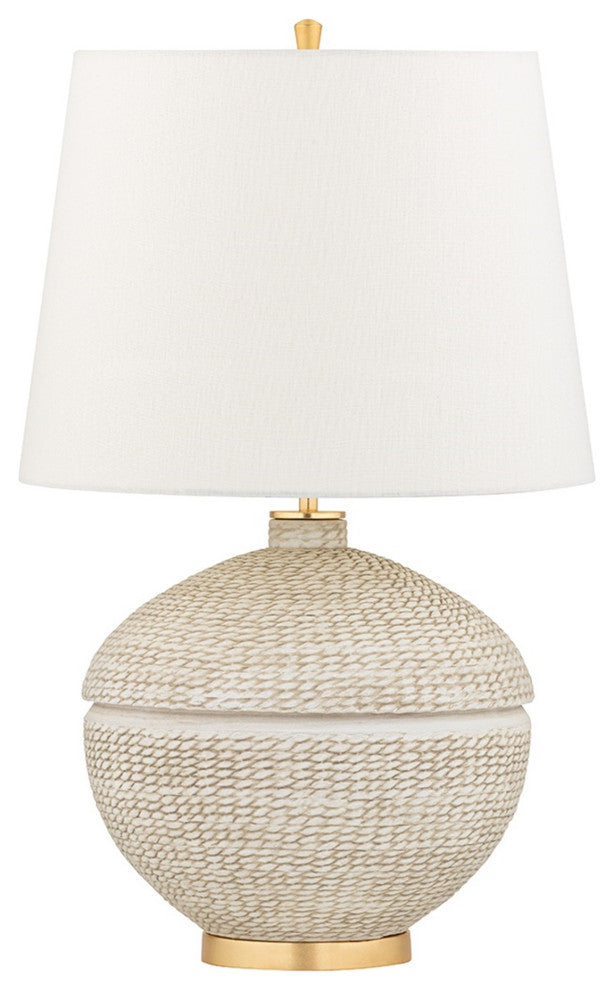 Katonah 1-Light Table Lamp- Gold Leaf Finish White Belgian Linen Shade