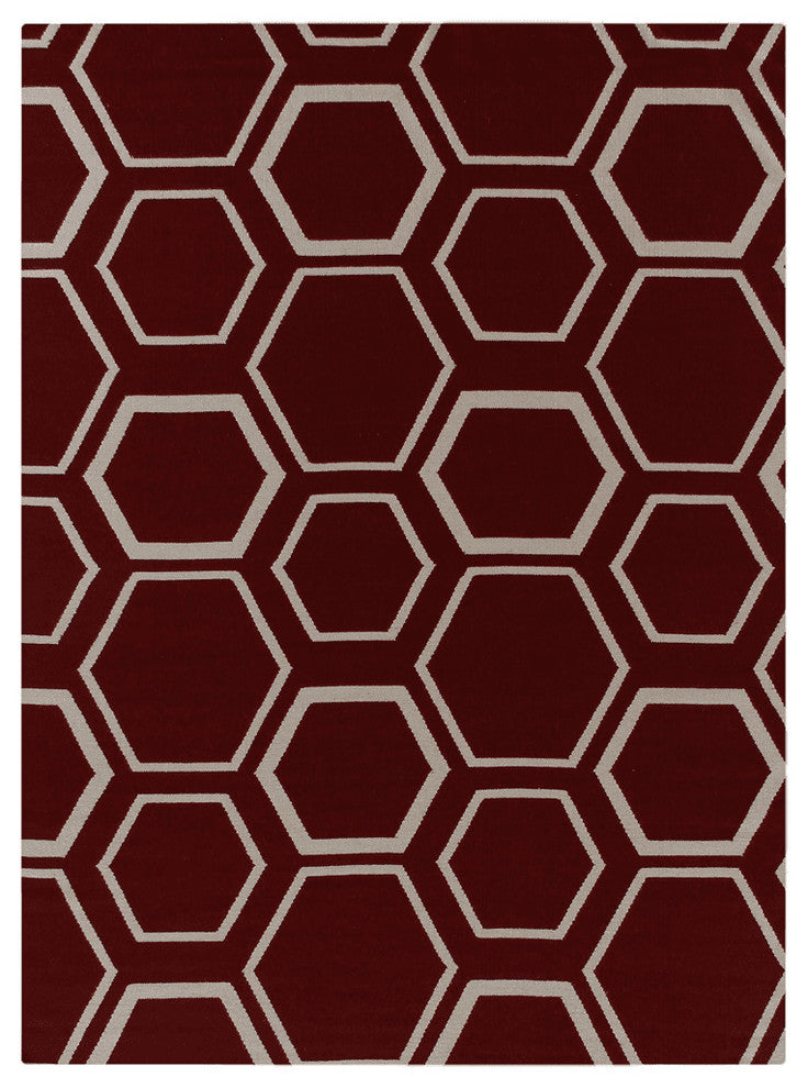 Exquisite Rugs, Flatweave, Red and White, 5''x8''