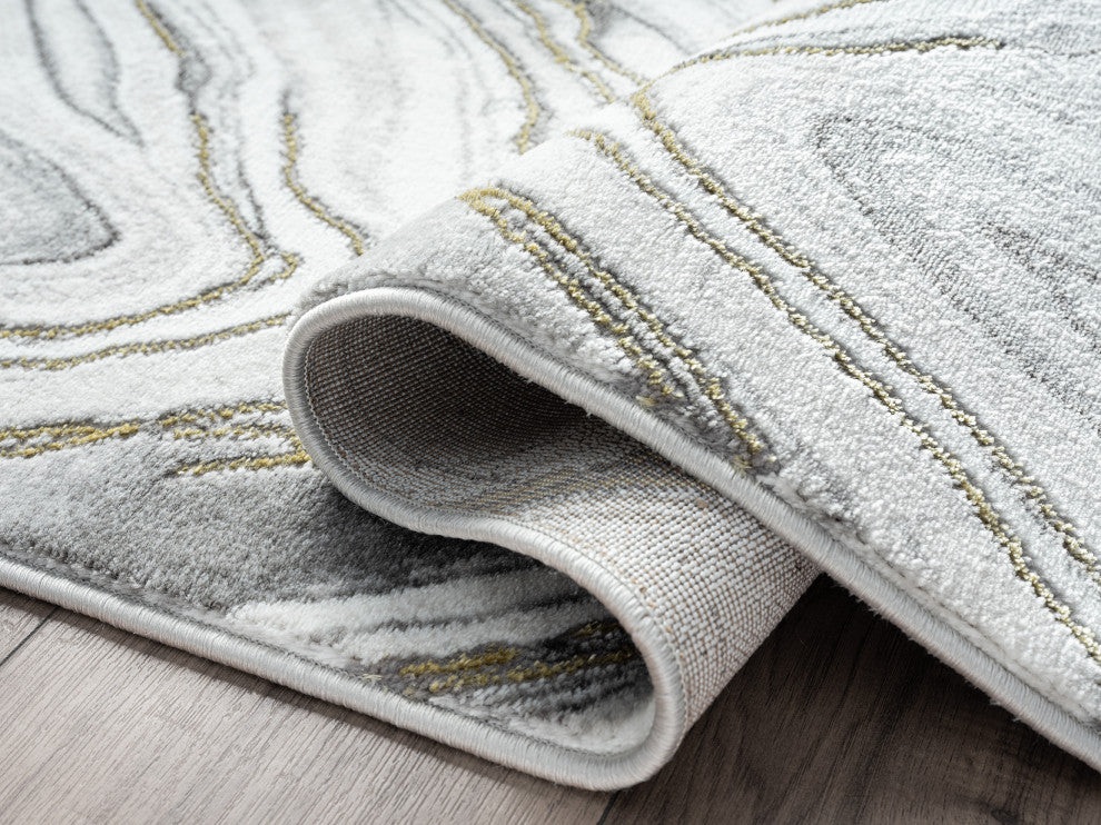 Abani Luna LUN160A Contemporary Granite and Gold Area Rug