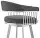 Chelsea Gray Faux Leather and Brushed Stainless Steel Swivel Bar Stool, 30 Inch