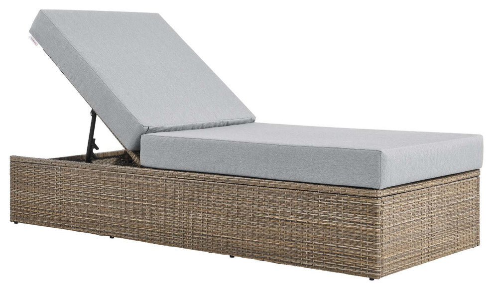 Convene Outdoor Patio Outdoor Patio Chaise Lounge Chair, Cappuccino Gray