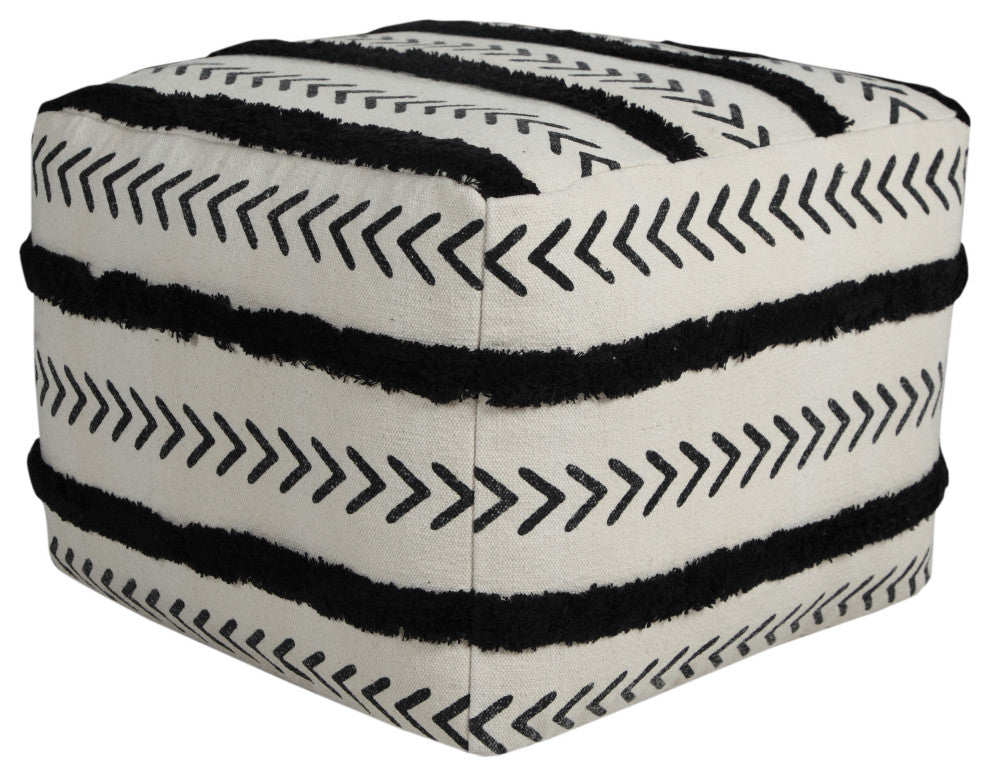 Textured Chevron Stripe Pouf Ottoman