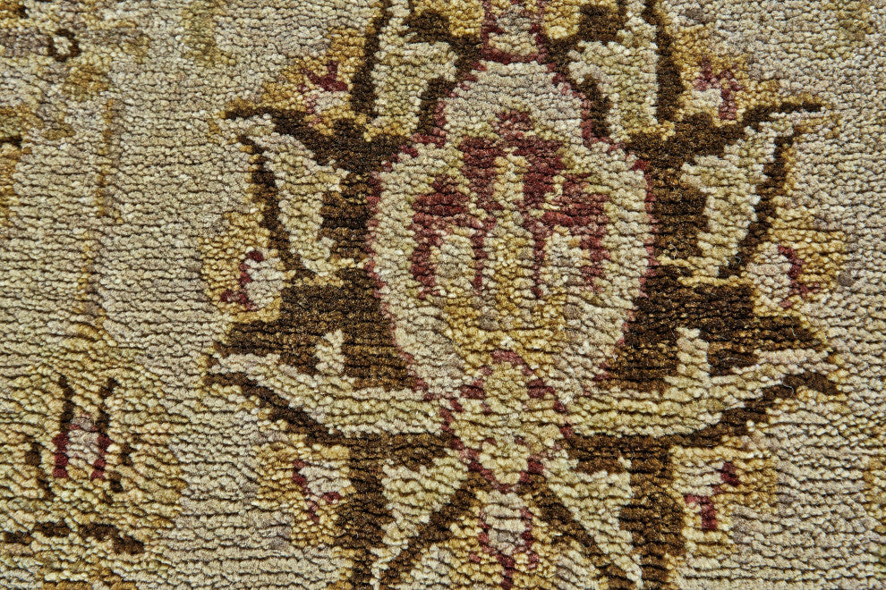 Weave & Wander Haverly Luxury Hand Knot Wool Rug, Brown/Gold, 5'6"x8'6"