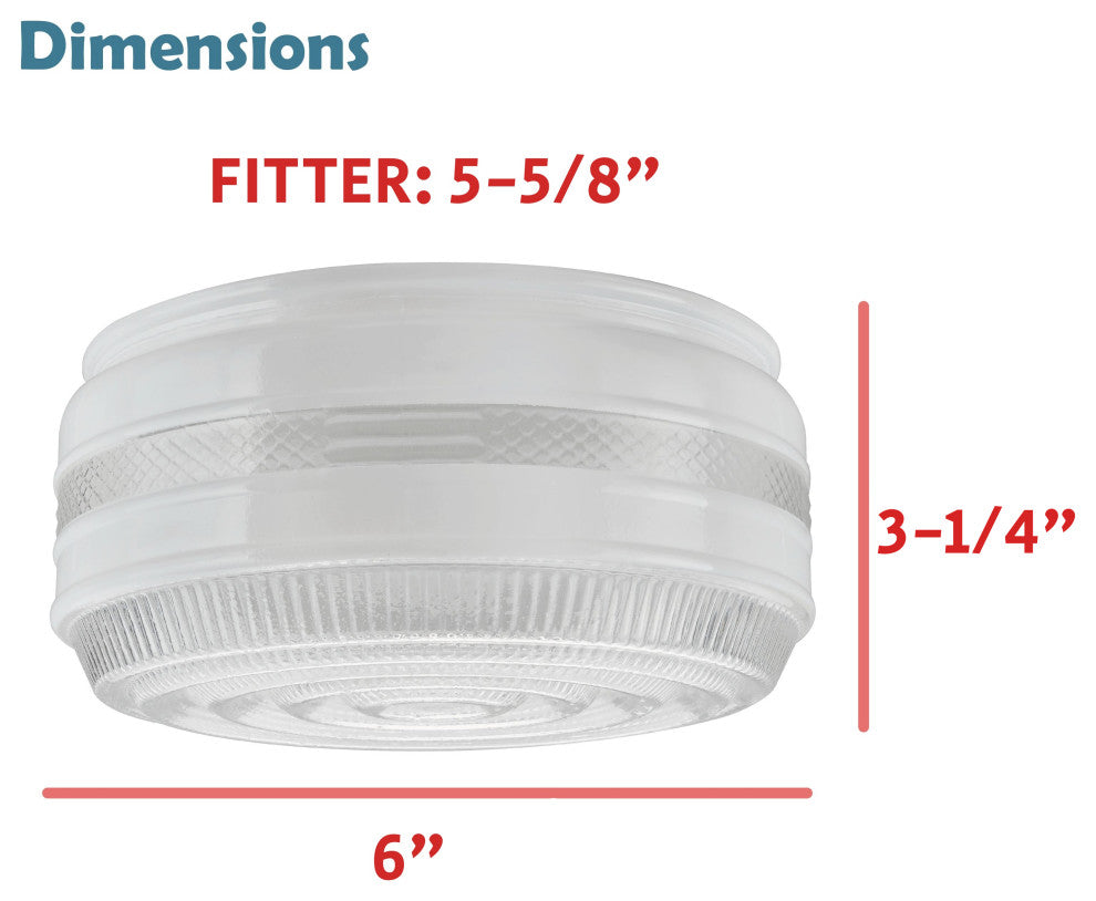 23604-01 Replacement Clear&White Drum Ceiling Fixture Glass Shade