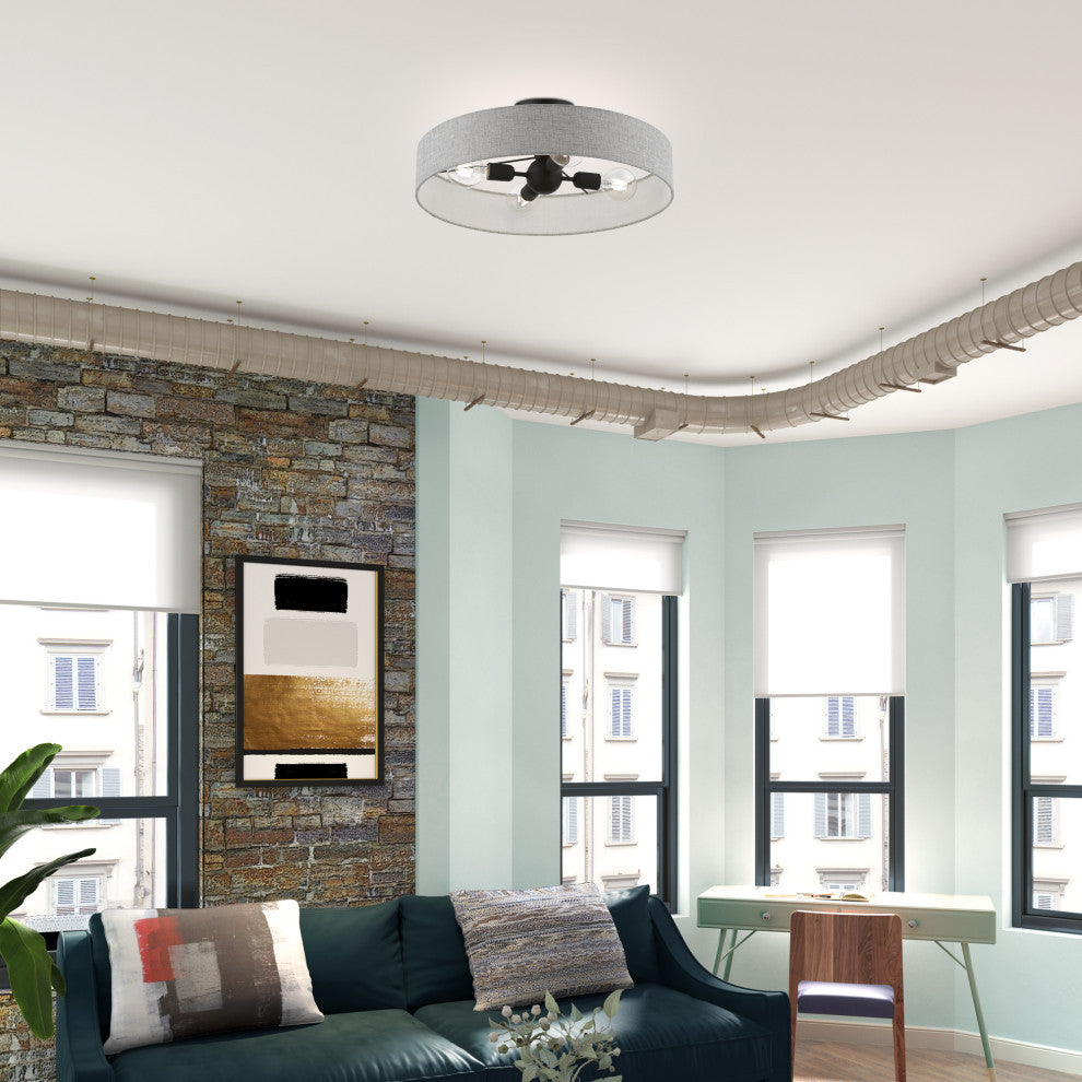 Elmhurst 4 Light Black Large Semi-Flush