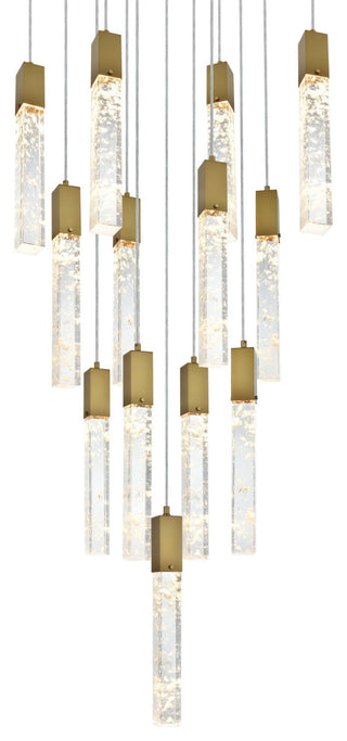 Elegant Lighting 2088G26 Aurora 26"W Crystal Multi Light Pendant - Satin Gold