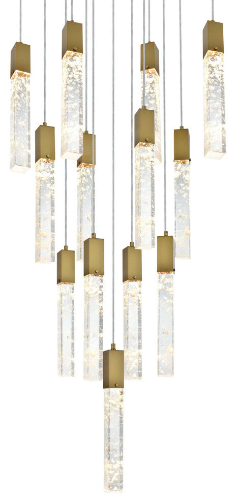 Elegant Lighting 2088G26 Aurora 26"W Crystal Multi Light Pendant - Satin Gold