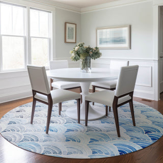 Addison Premium Washable Mayfield AMF184 Blue 8' x 8' Round Rug