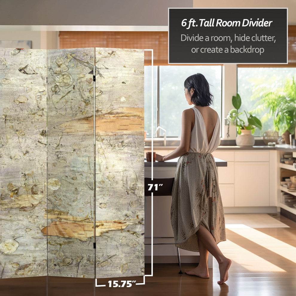 6' Tall Double Sided Pale Forest Canvas Room Divider