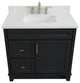 37" Single Sink Vanity, Dark Gray Finish With White Engineered Stone Top