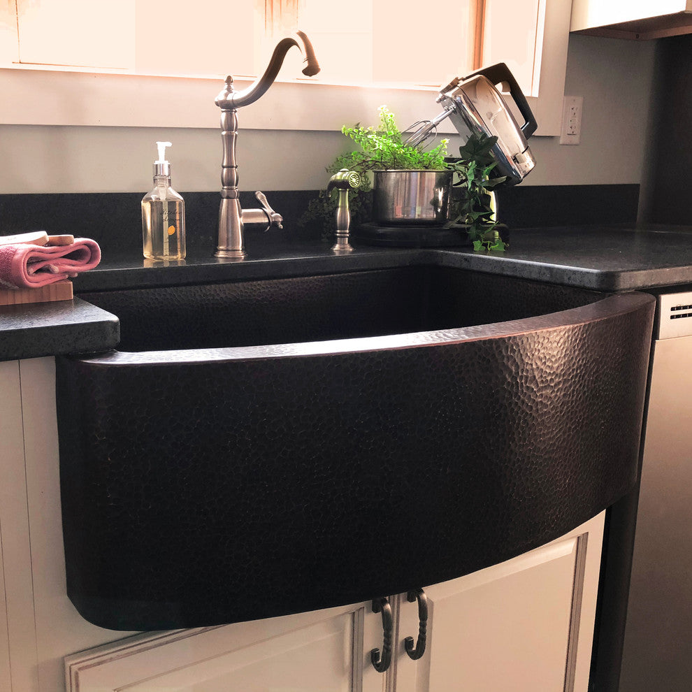 Redondeado Copper Curved Single Kitchen Sink