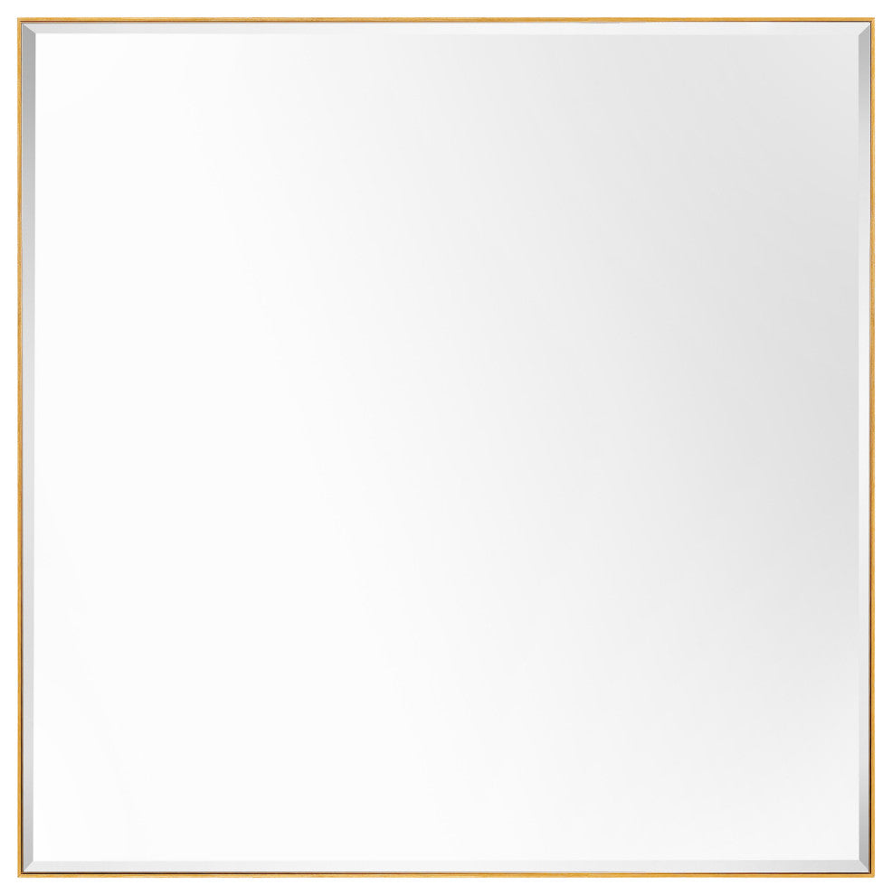 Rectangle Aluminum Framed Wall Mounted Mirror With Beveled Edge, Gold, 36"x36"