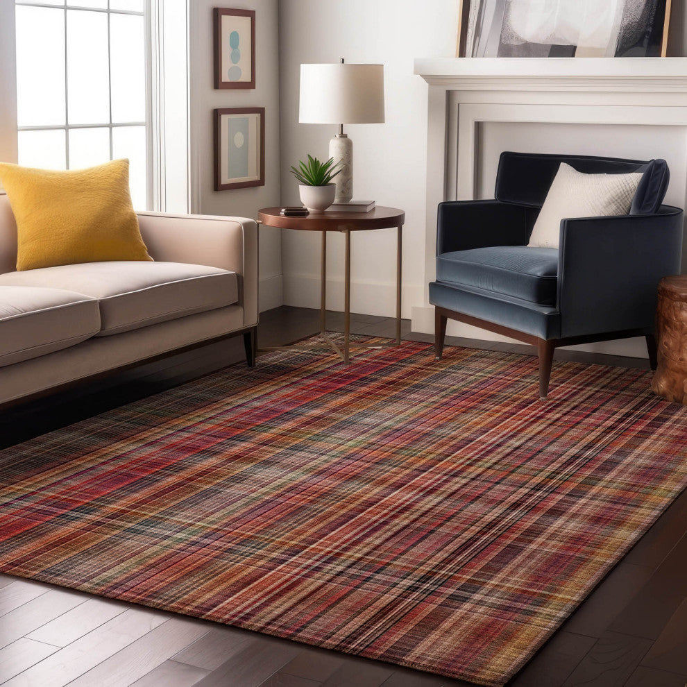 Premium Machine Washable Mayfield AMF541 Red 3' x 5' Rug