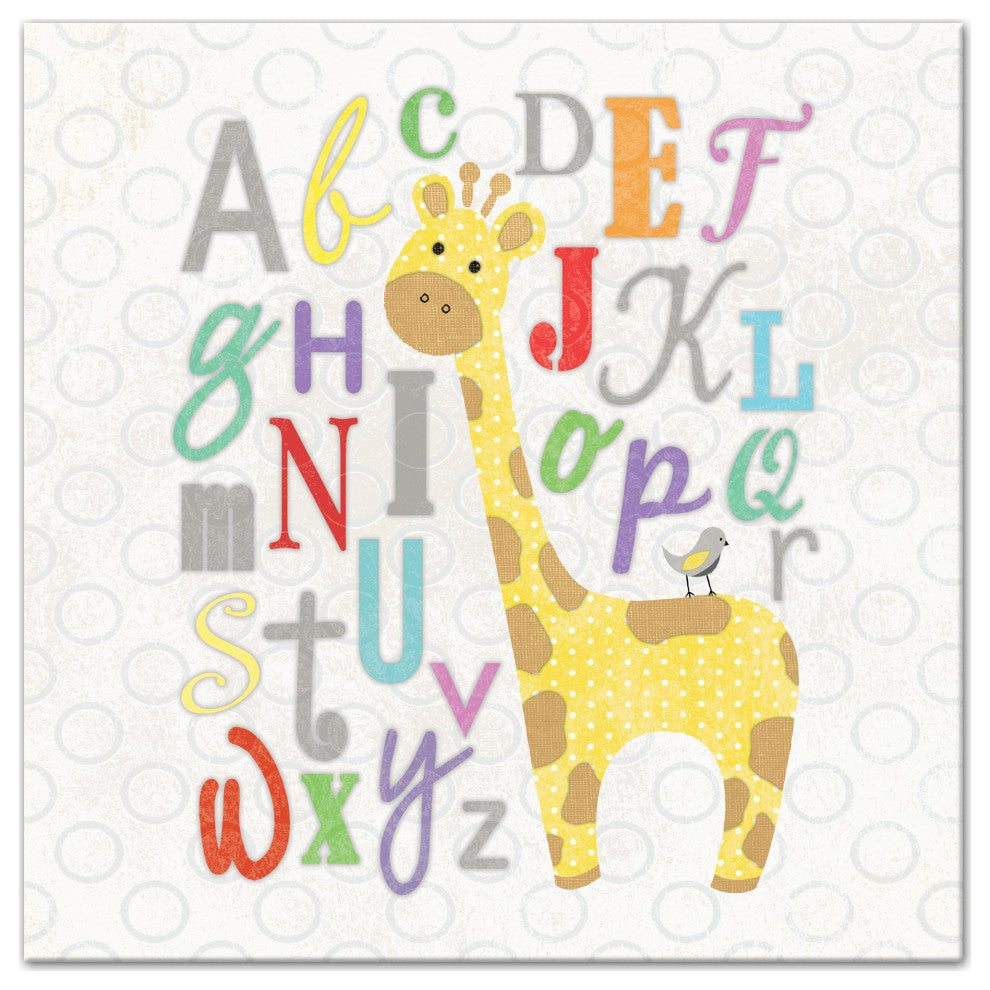 Alphabet Giraffe 16x16 Canvas Wall Art