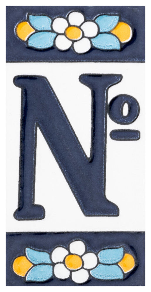 Sevillano Flora Letters 2-1/8 in. x 4-3/8 in. Ceramic Wall Tile, No.