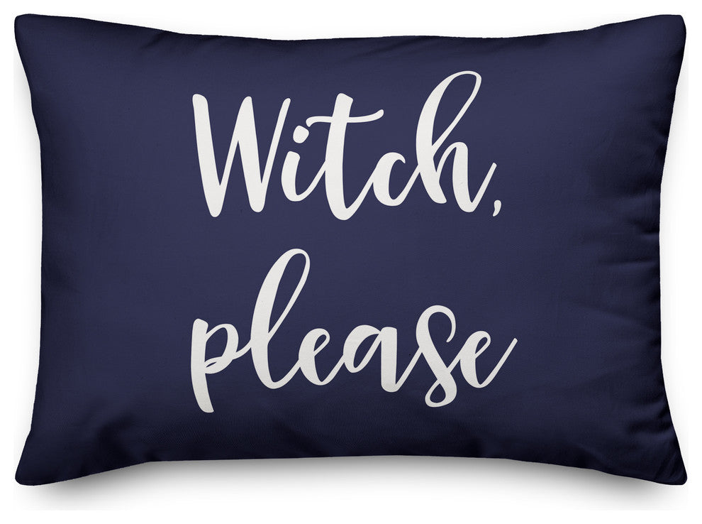 Witch, Please Lumbar Pillow, Navy, 14"x20"