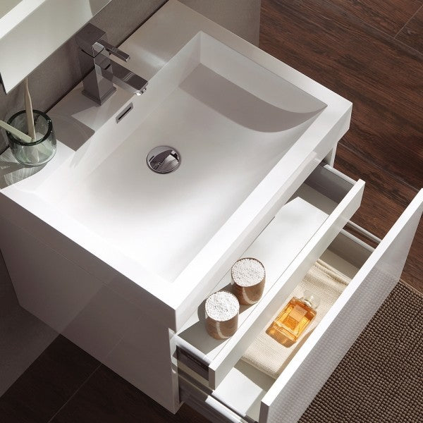 Nano White Modern Bathroom Vanity With Medicine Cabinet, FFT1030BN