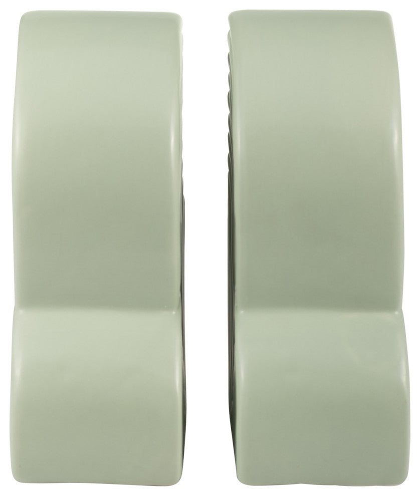 Ceramic Set of 2 13X10" Arches Bookends, Cucumber