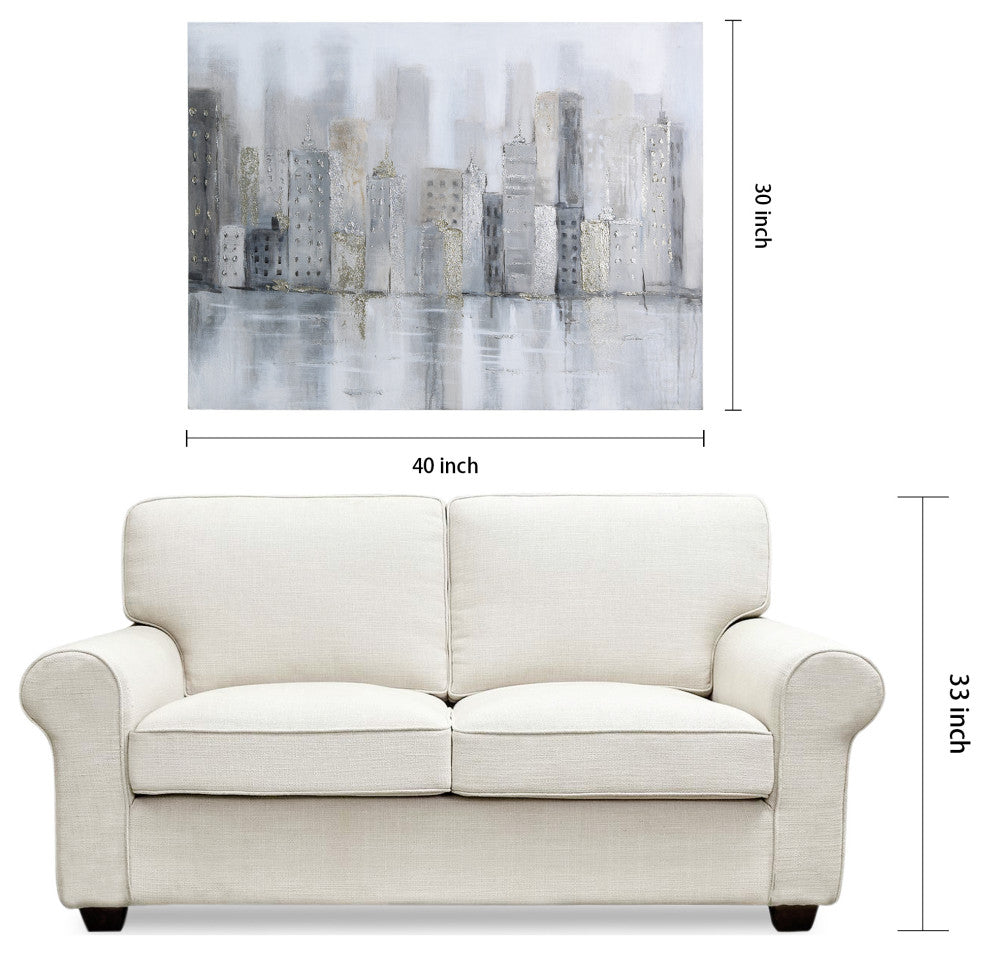 Foggy City Textured Metallic Hand Painted Wall Art by Martin Edwards