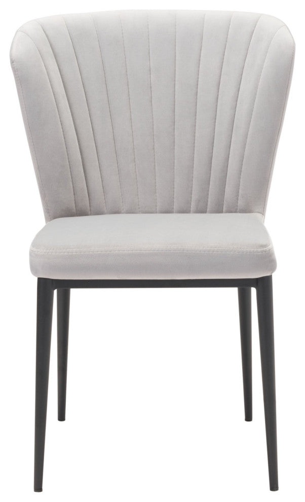 Dining Chair, Set of 2, Steel Metal, Fabric, Gray, Black, Cafe Bistro