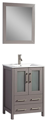 Vanity Art Vanity Set With Ceramic Top, 24", Gray, Standard Mirror