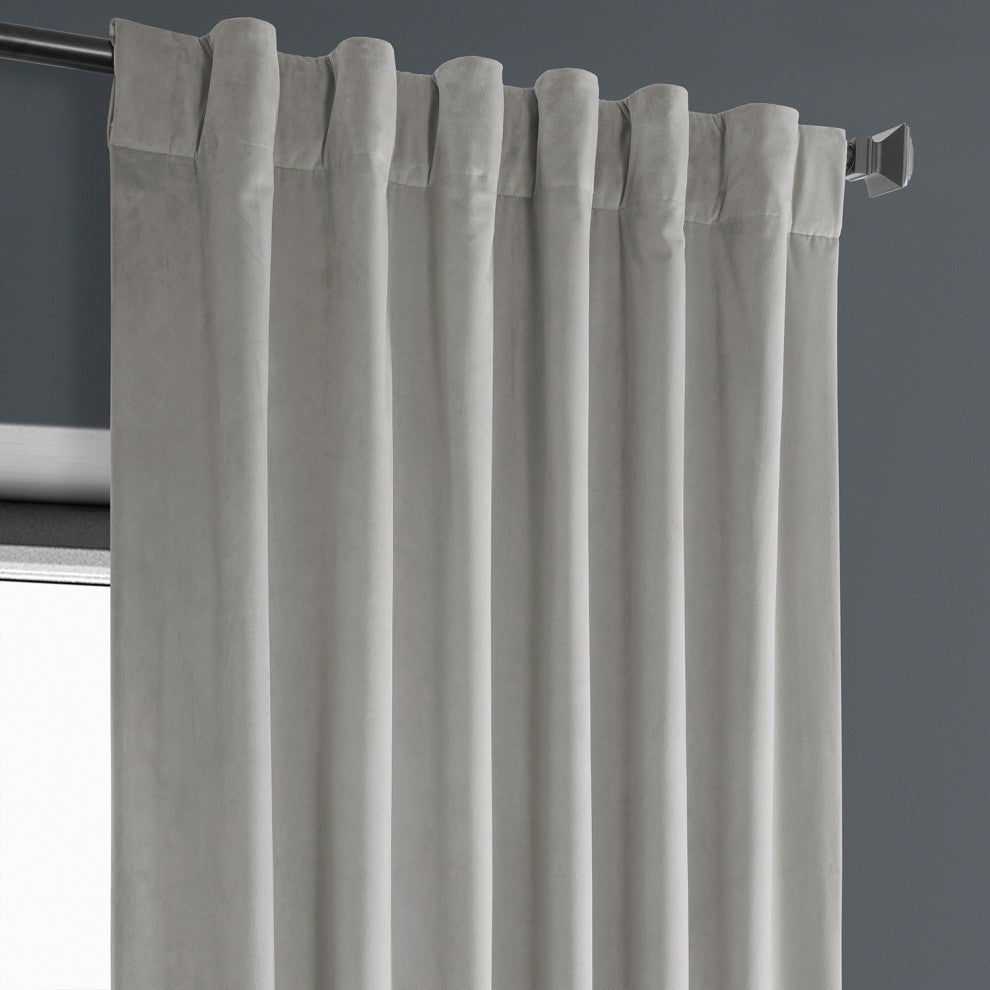 Heritage Plush Velvet Curtain Single Panel, City Gray, 50"x96"