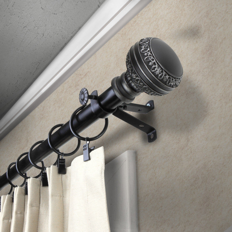 Galileo 13/16 inch dia. Curtain Rod, Black, 28"-48"