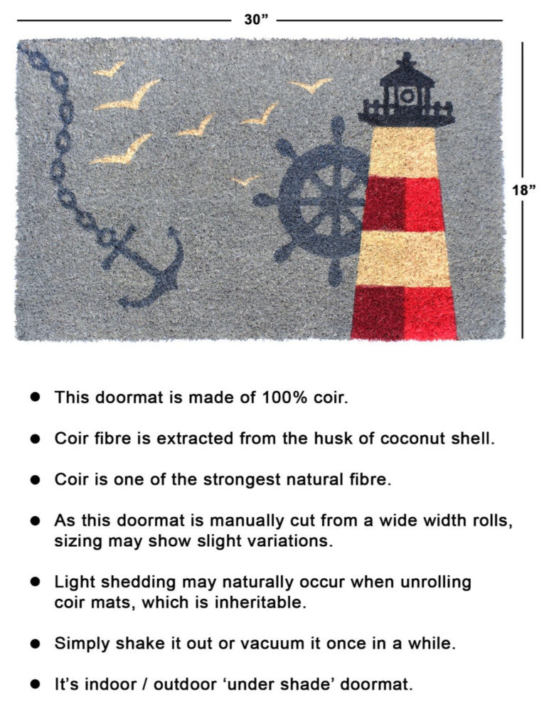 Multi Machine Tufted Light House Doormat, 18" x 30"