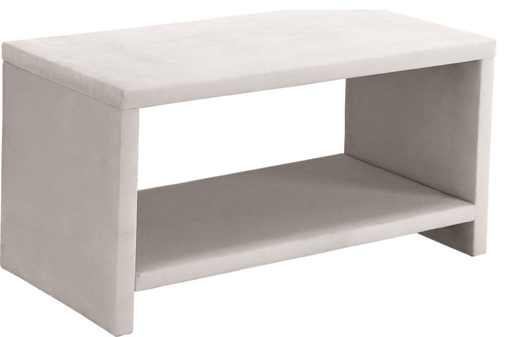 Cleo Velvet Night Stand, Cream