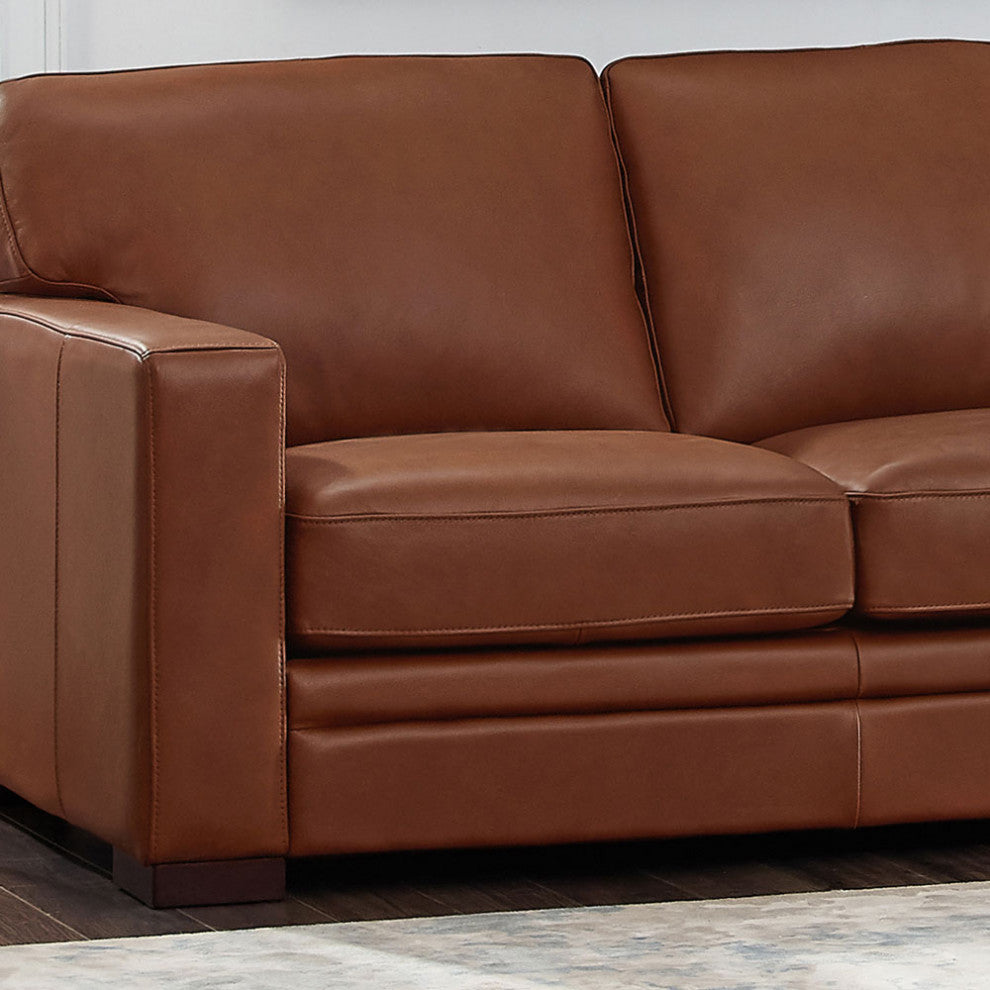 Hydeline Dillon Top Grain Leather Sofa Collection, Cinnamon Brown, Loveseat