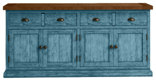 70" Rustic Two Tone Sideboard Buffet, Smokey Blue