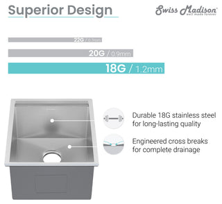 Rivage 15x19" Single Basin Undermount Kitchen Workstation Sink