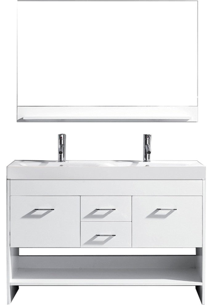 Gloria 48" Double Bathroom Vanity Set, White, Polished Chrome Faucet