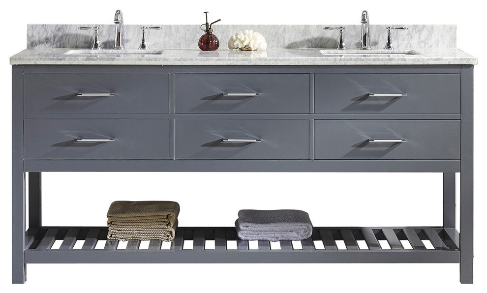 Caroline Estate 72" Double Vanity, Gray, Square Sink