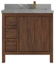 Elizabeth 36 Right Offset Bath Vanity in Dark Walnut Teak 2" Piatra Gray