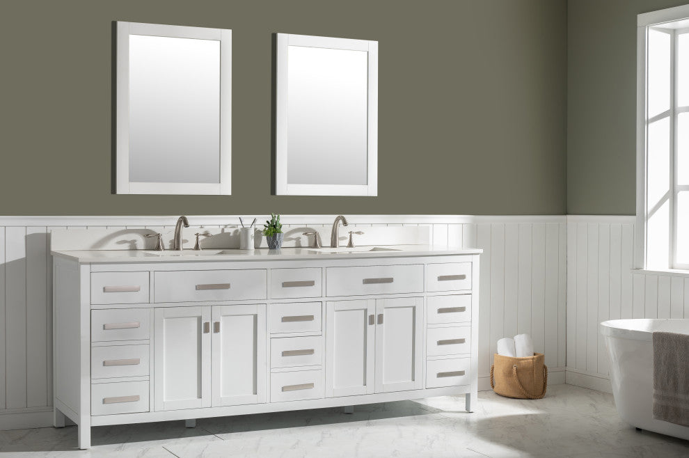 Valentino Single Vanity, White, 84"