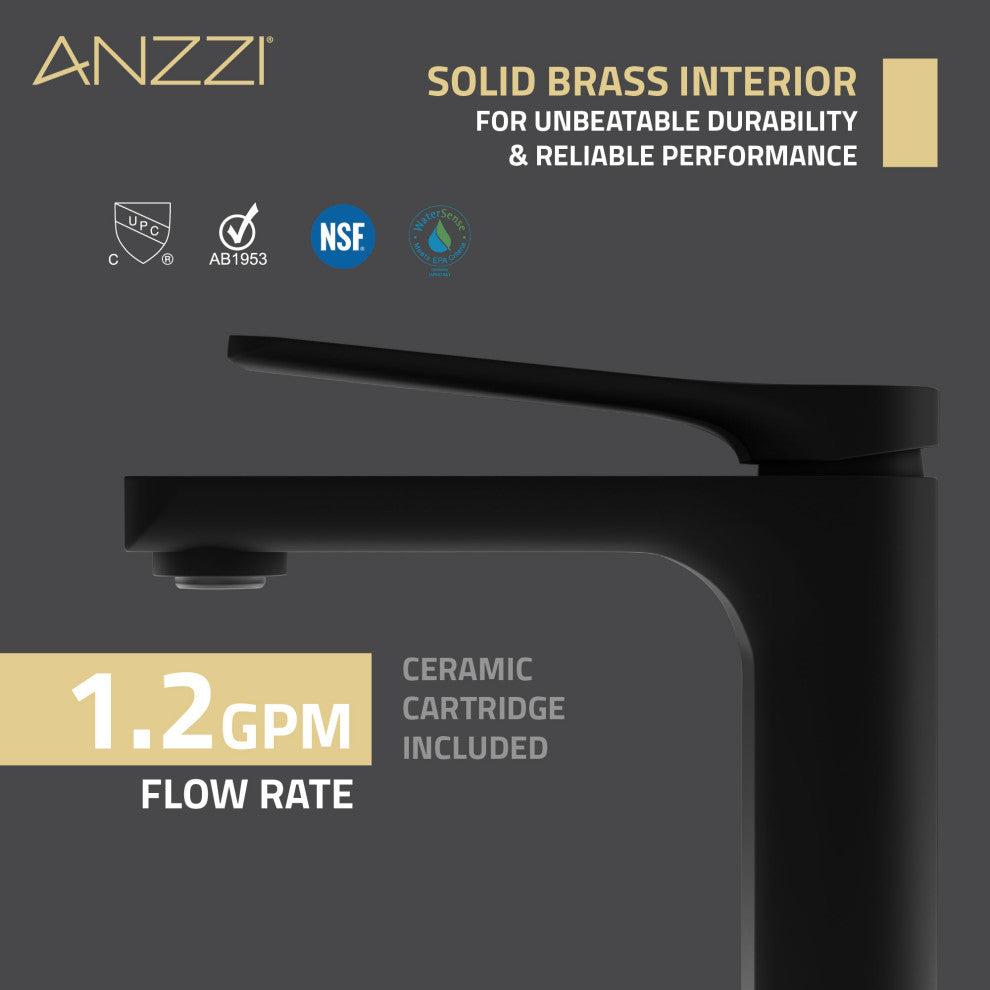 1-Handle Bathroom Faucet, Matte Black and Chrome