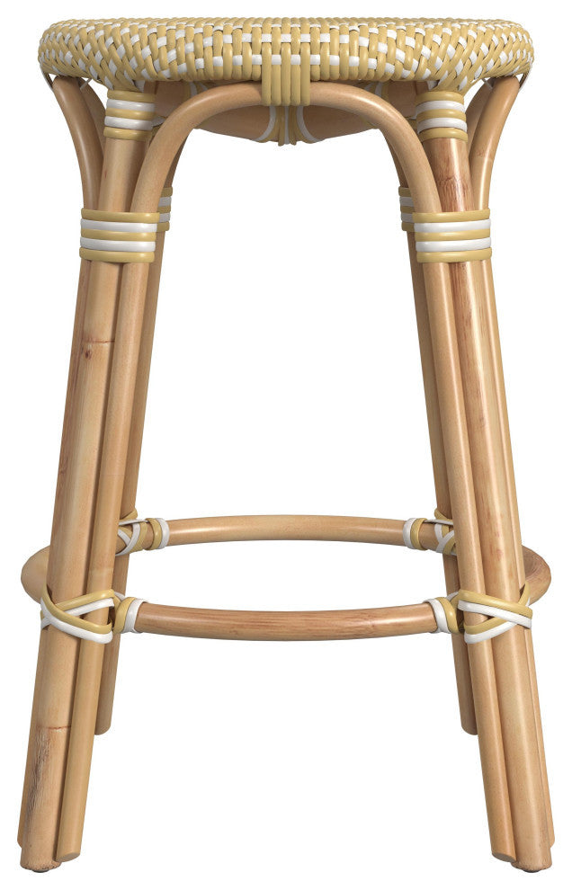 Tobias Rattan Counter Stool, Yellow