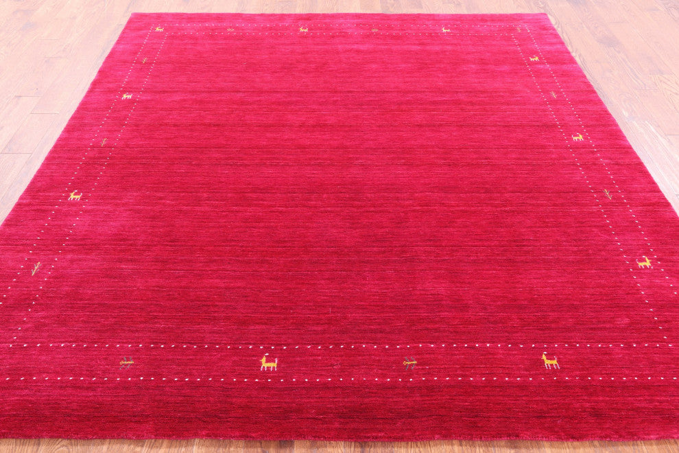 8' Square Persian Gabbeh Hand Knotted Wool Rug - Q15221