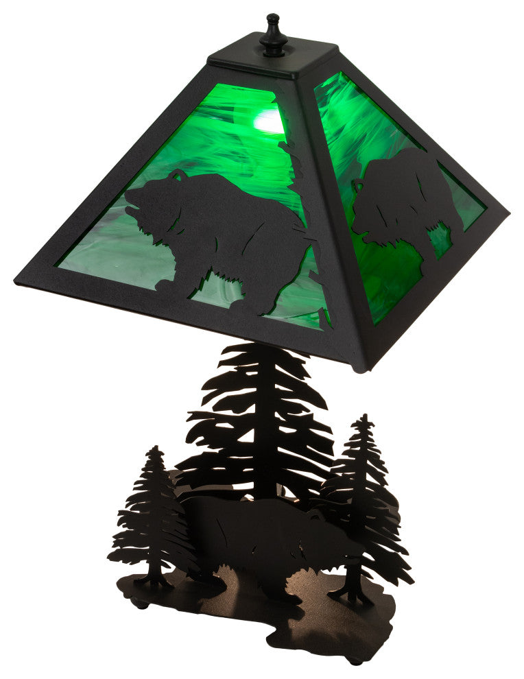 21"H Grizzly Bear Through The Trees Table Lamp