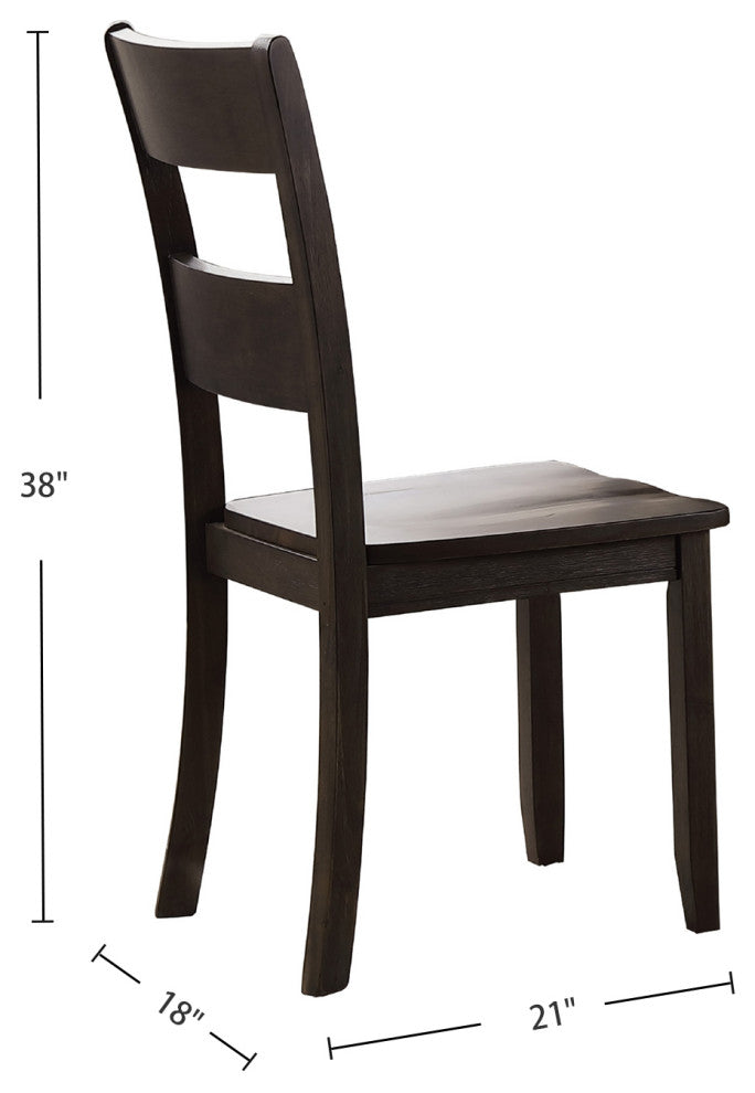 Set of 2 Wood Side Chair, Distressed Walnut Finish