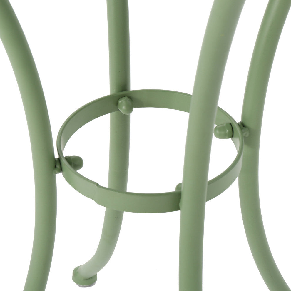 GDF Studio 3-Piece Leona Outdoor Paint Finished Iron Bistro Set, Matte Green