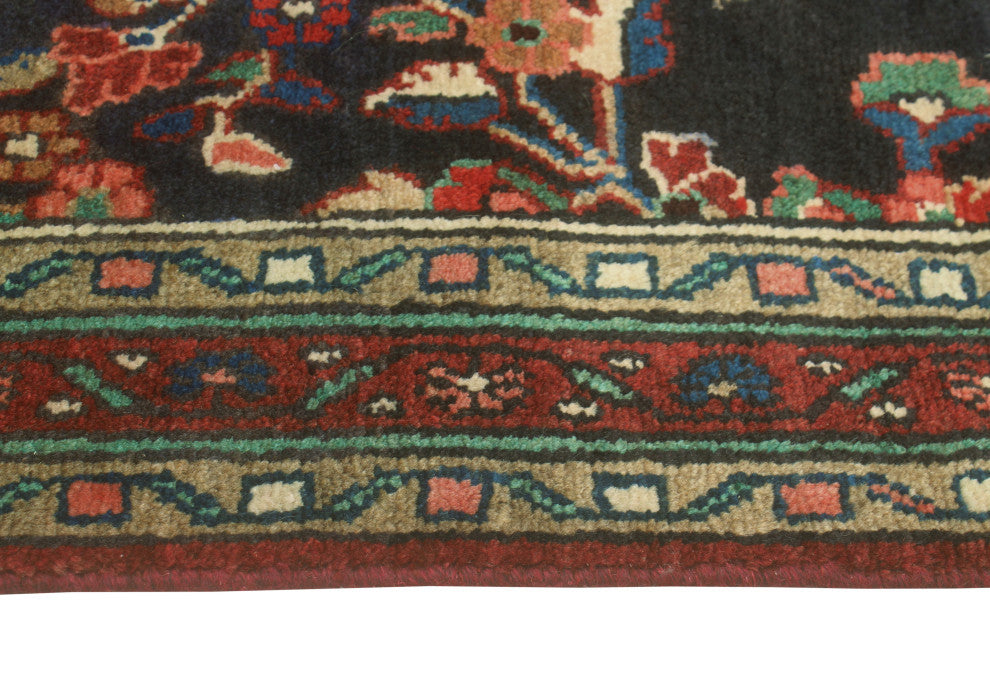 Fine Vintage Distressed Benon Navy/Ivory Runner, 3'8 x 9'11