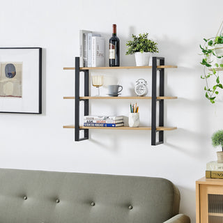 Danya B. Rio Three Tier Modular Floating Bracket Wall Shelf Chestnut