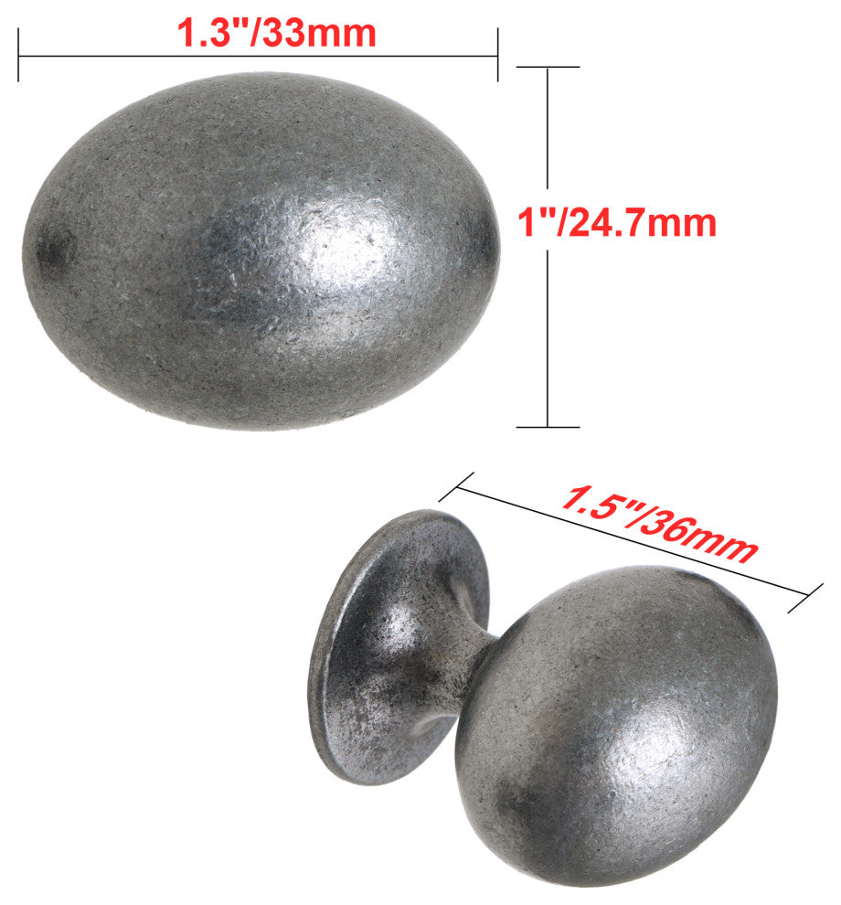 Utopia Alley Danbury Oval Cabinet Knob, 1.3", Antique Iron, Single