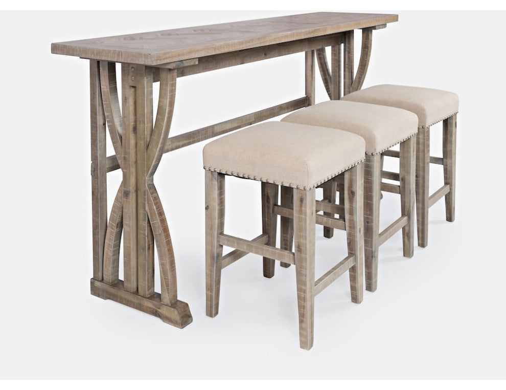 Herringbone Counter Height Four Piece Console 74 Dining Table Set