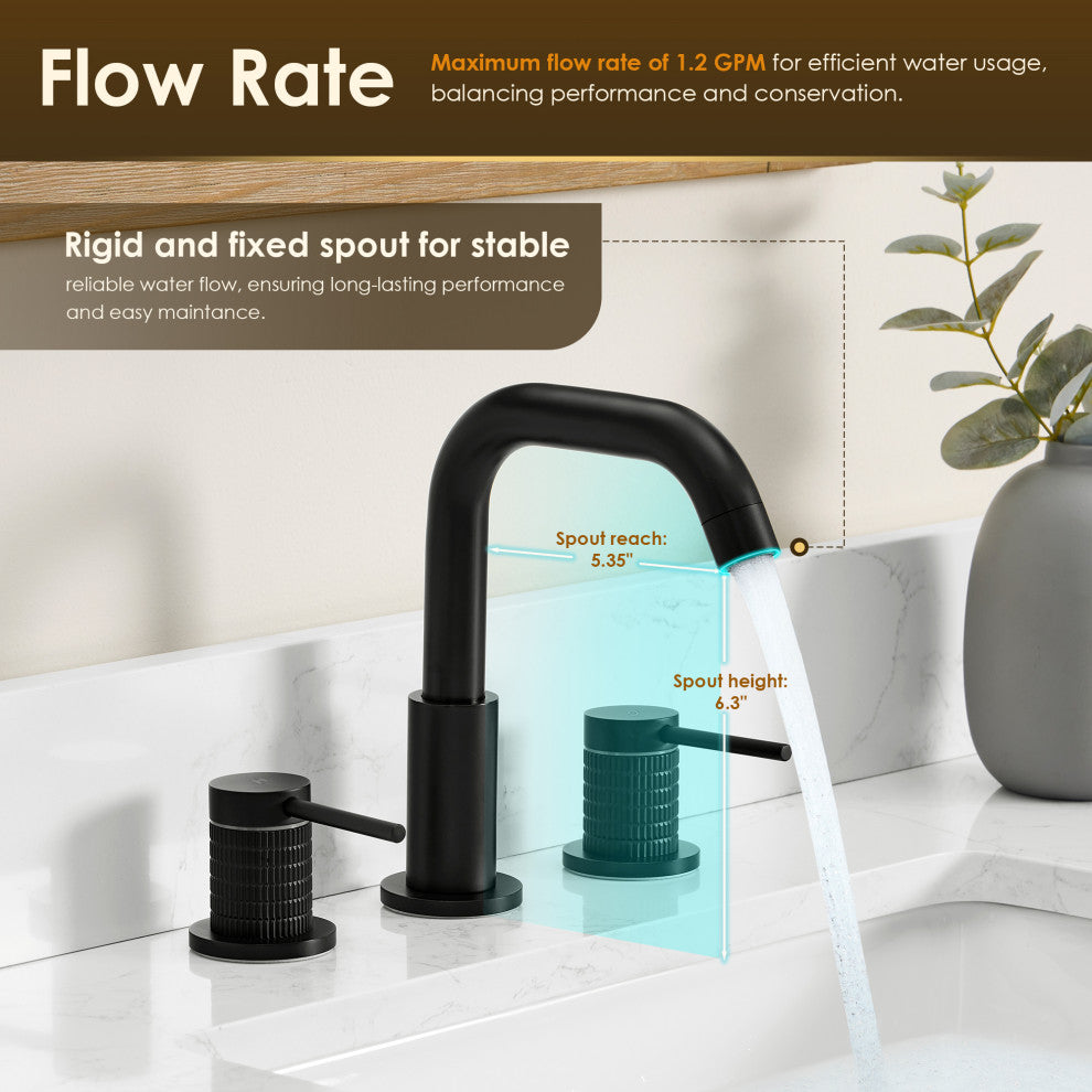 Versace 8" Widespread 2-Handle Bathroom Faucet, Matte Black