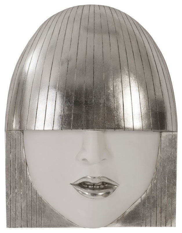 Fashion Faces Wall Tiles, 3-Piece Set, Silver Leaf