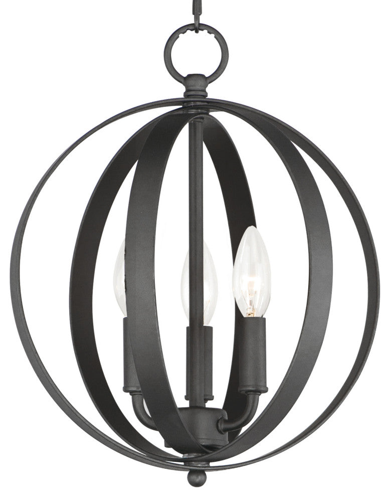Maxim 10030 Provident 3 Light 12"W Taper Candle Pendant - Black