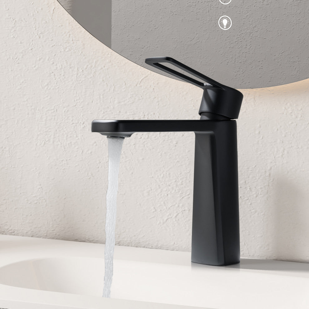 Paula Single Hole Single-Handle Bathroom Faucet, Matte Black